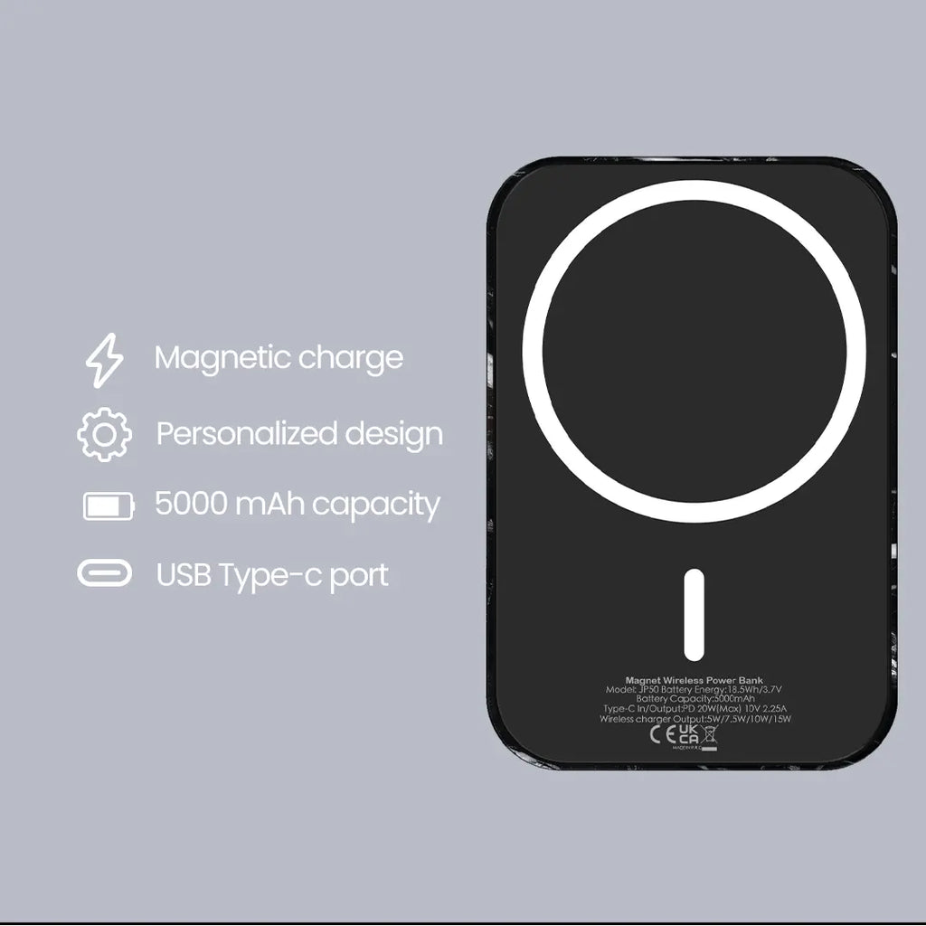 POWERBANK MAGSAFE - BLACK MARBLE JUST IN CASE