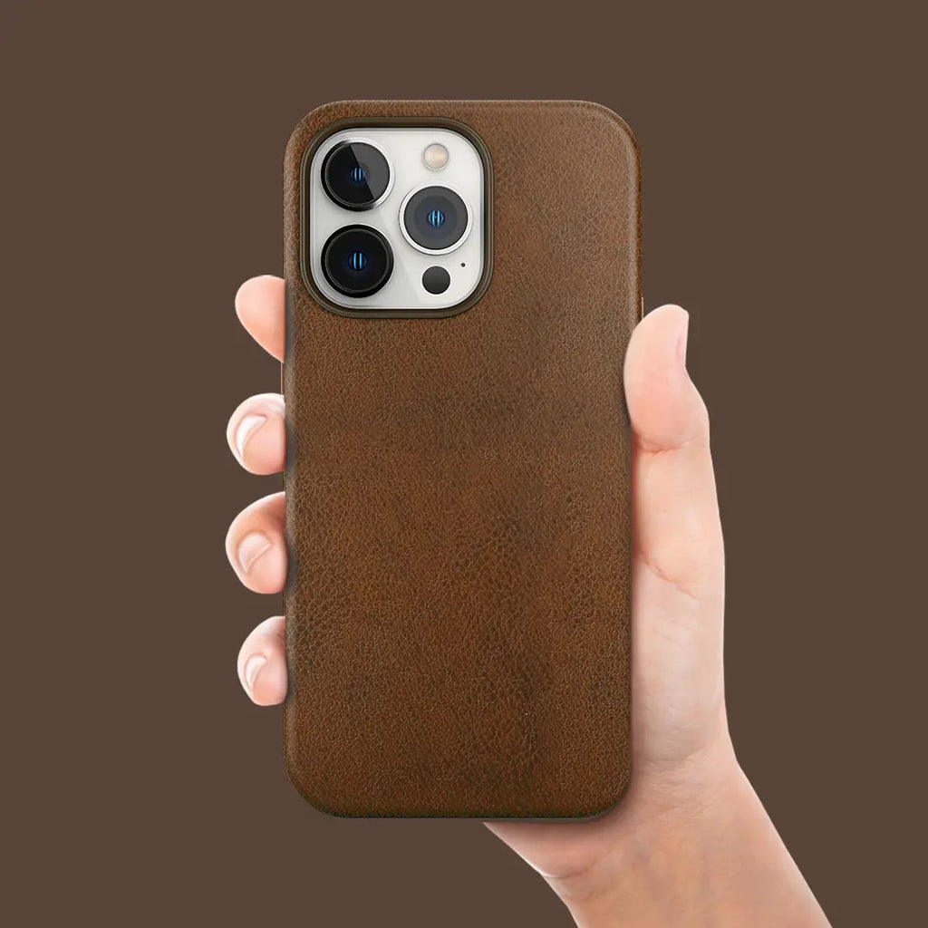 COVER IPHONE IN ECOPELLE MAGSAFE - BROWN JUST IN CASE