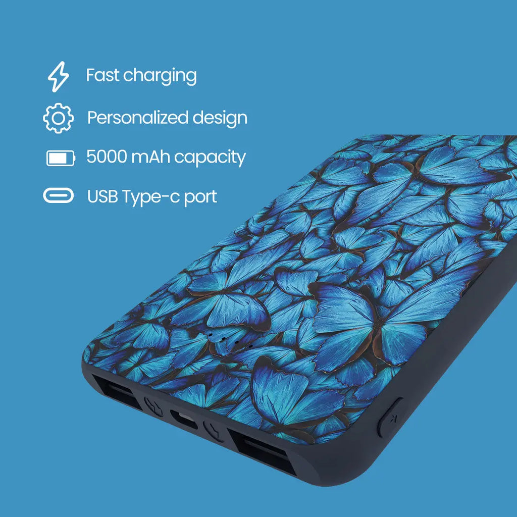 POWERBANK 5000mah - FARFALLE BLU JUST IN CASE