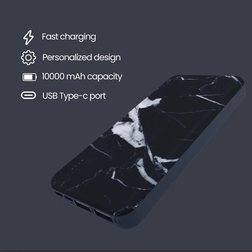 POWERBANK 10000 mah - BLACK MARBLE Just in Case