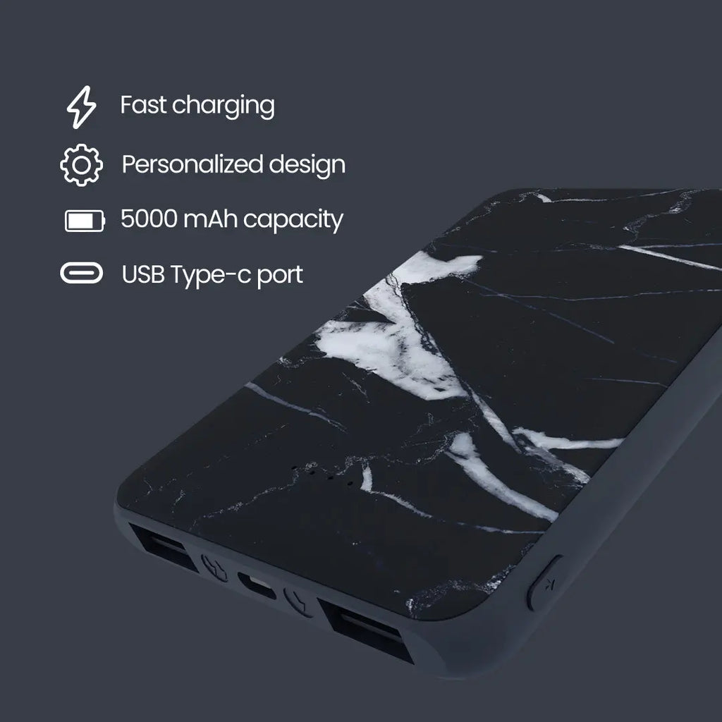 POWERBANK 5000mah - BLACK MARBLE JUST IN CASE